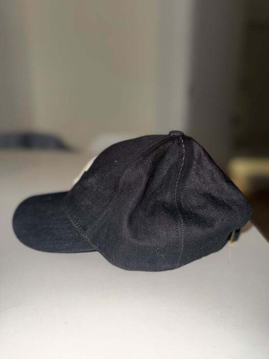 CELINE Triomphe Logo Baseball Cap in Black Denim Cotton